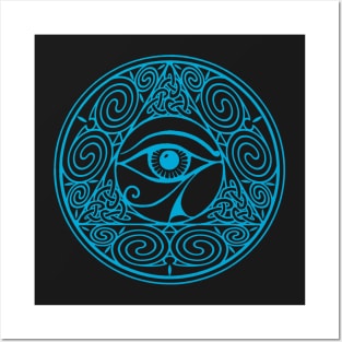 Celtic All Seeing Eye - blue Posters and Art